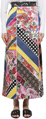 Dolce & Gabbana Cotton Long Patchwork Ribbon Skirt Womens Clothing Skirts Maxi skirts 