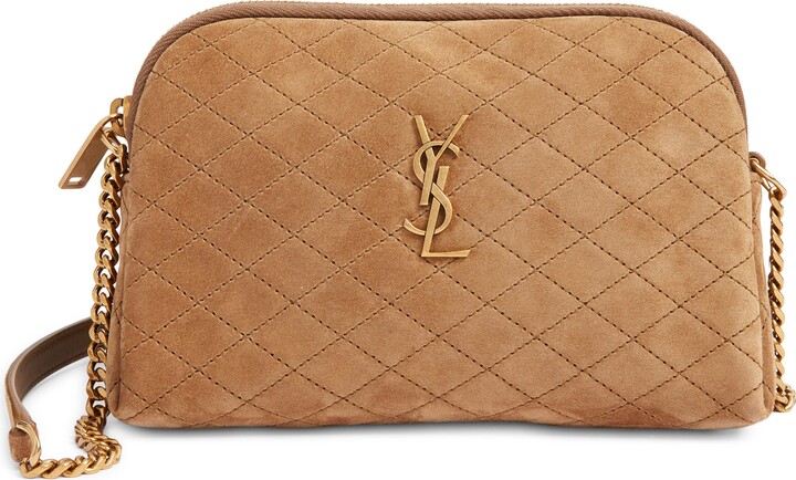 Saint Laurent Gaby Cassandre Quilted Suede Crossbody Pouch