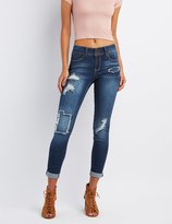 Thumbnail for your product : Charlotte Russe Distressed Patchwork Skinny Boyfriend Jeans