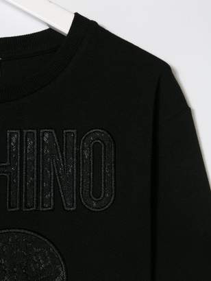 Moschino Kids lace logo patch sweatshirt