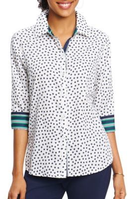 Foxcroft Tennis Ball-Printed Cotton Shirt