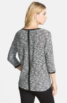 Thumbnail for your product : Vince Camuto Faux Leather Trim Speckled Print Top