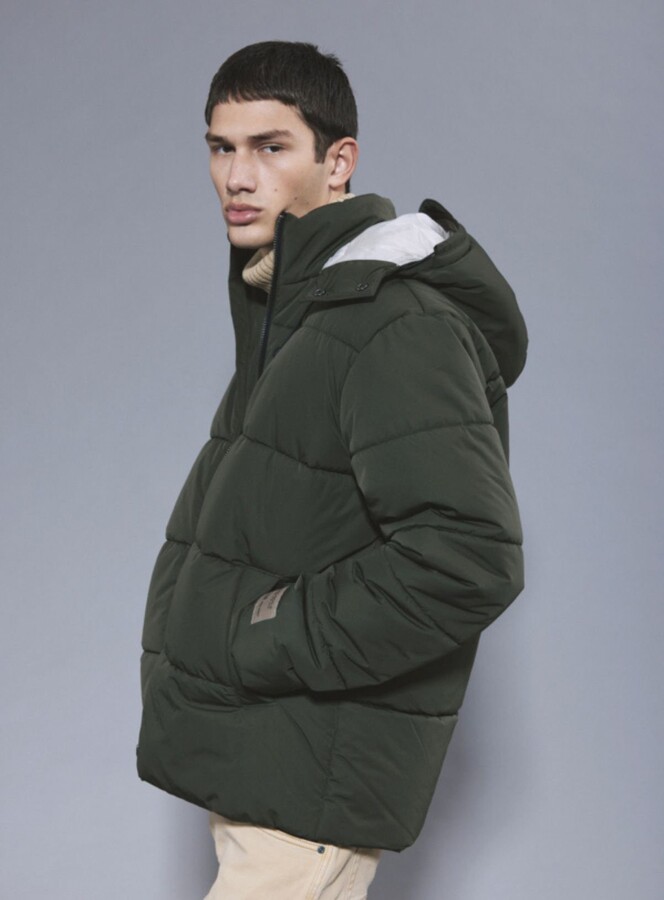 Men's BLEND Khaki Puffer Jacket With Hood - ShopStyle