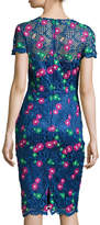 Thumbnail for your product : David Meister Venice Short-Sleeve Floral Lace Cocktail Dress, Blue/Multicolor