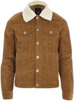 Thumbnail for your product : Next Mens River Island Tan Borg Collar Cord Jacket