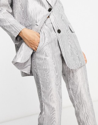 ASOS Petite ASOS DESIGN Petite moire suit trouser in metallic