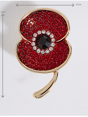 M&S Collection The Poppy Collection® Sparkle Poppy Brooch