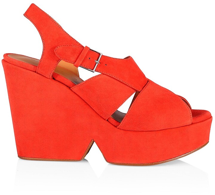 red chunky platform sandals