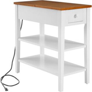 Ebern Designs 1pc, Modern Minimalist Bedside Table, Coffee Table With Charging Usb Port Partition Bedside Table