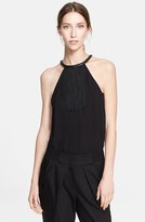 Thumbnail for your product : Yigal Azrouel Fringed Silk Halter Top
