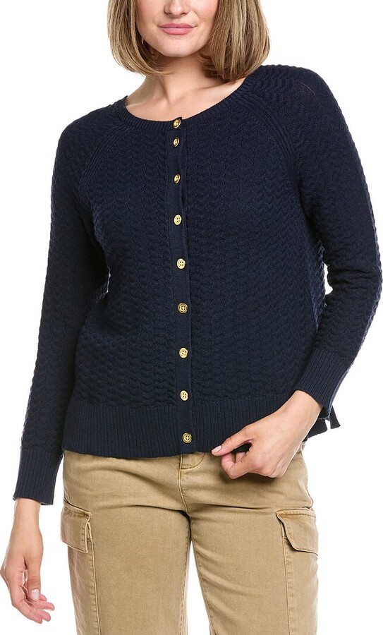 Hannah Rose Button Arrow Stitch Reversible Cashmere-Blend Cardigan