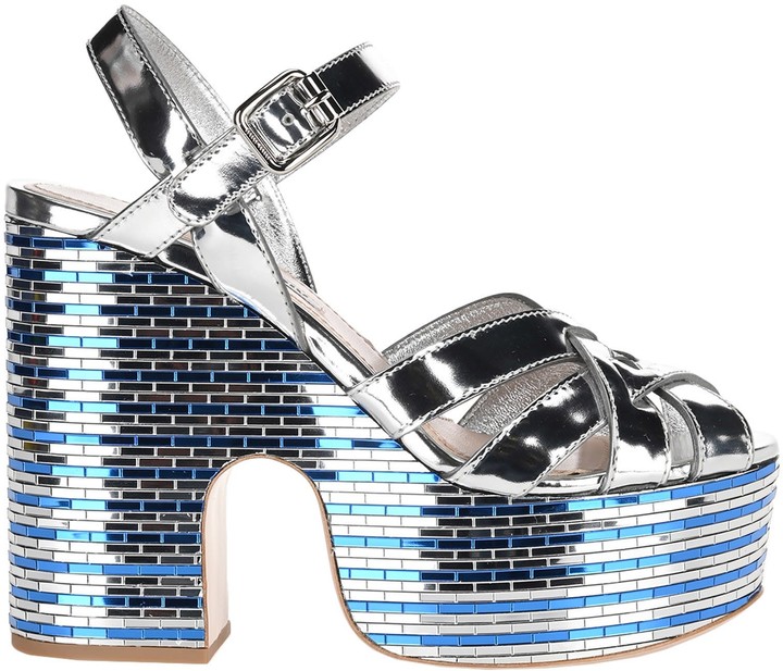 miu miu metallic leather sandals