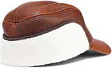 Thumbnail for your product : Rag & Bone Faux Shearling-paneled Cracked-leather Cap