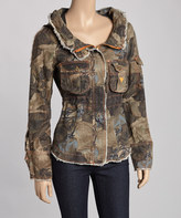 Thumbnail for your product : Camo Green Linen-Blend Zip-Up Jacket