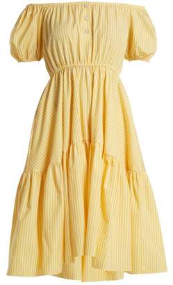 Caroline Constas Bardot Flounce Dress - Womens - Yellow