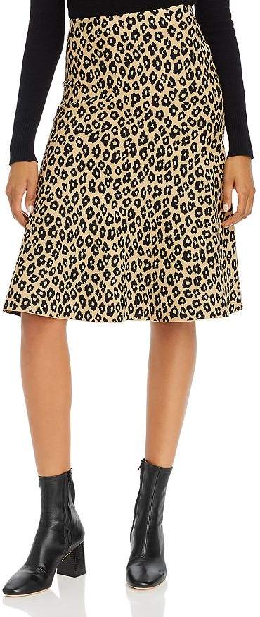 leopard print knit skirt