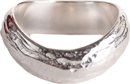 Nasi Silver Wave Band Concrete Ring- Silver