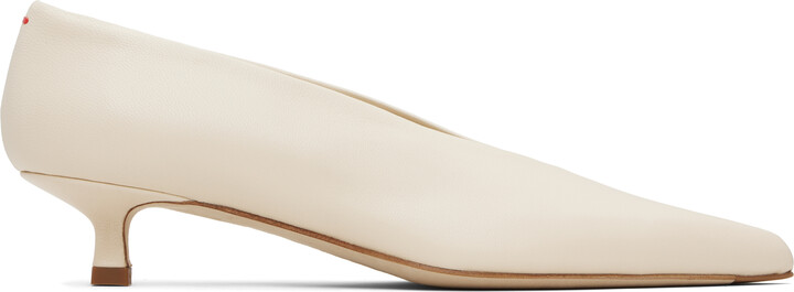 AEYDĒ Beige Clara Pointed-Toe Heels