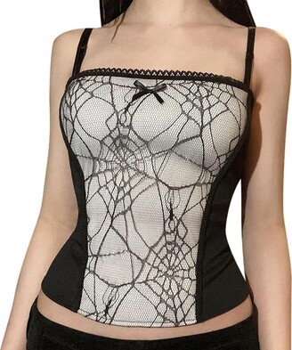 WYNNQUE Womens Summer Lace Bustier Mesh Sexy Vintage Spaghetti
