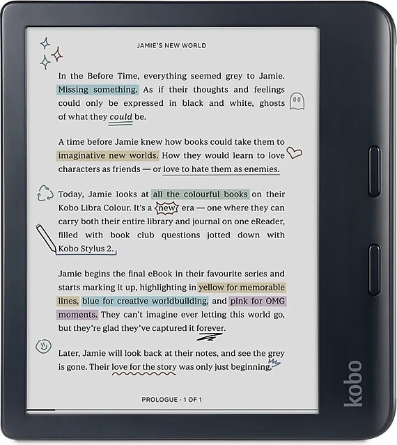 KOBO Libra Color 7" Waterproof E-Reader, 32GB Storage, Black (N428-TP-BK-S-CK)