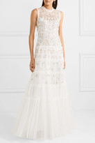 Thumbnail for your product : Needle & Thread Ruffled Embellished Tulle Gown - Ivory