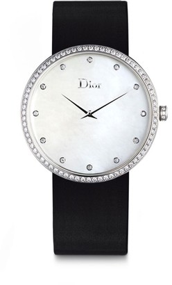 Christian Dior La D de Diamond, Stainless Steel & Satin Strap Watch