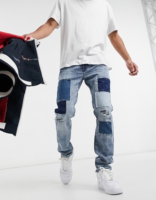 Tommy Hilfiger slim tapered flag patch jeans - ShopStyle