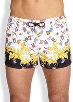 Thumbnail for your product : Versace Flag Print Swim Trunks