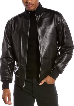 Glen, 2-in-1 (R)Leather bomber jacket with hooded bib & natural fur for men