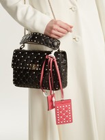 Thumbnail for your product : Valentino Garavani - Free Rockstud Leather Cardholder Key Ring - Pink White