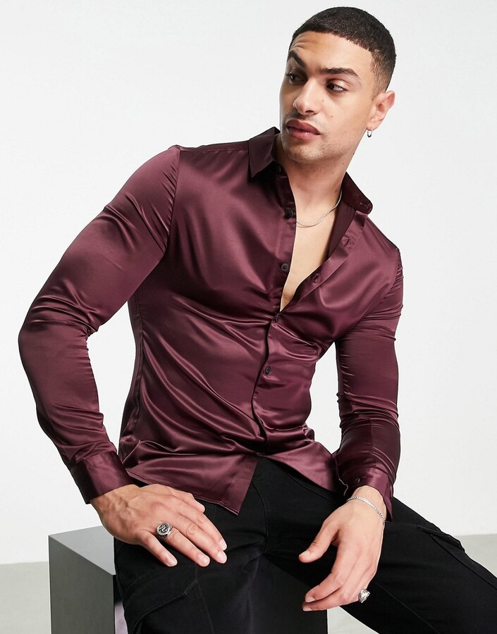 Designer Mens Gloss Shirt Underwired Lightweight Mens Shirt MANY Satin Colours New Kent 