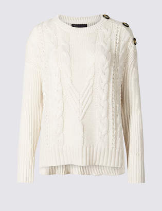 Marks and Spencer PETITE Cotton Blend Textured Jumper