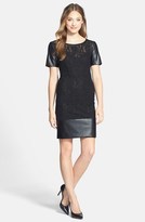 Thumbnail for your product : Laundry by Shelli Segal Faux Leather & Lace Sheath Dress