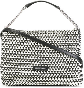 Emporio Armani contrast texture shoulder bag - women - Cotton/Polyester/Polyurethane/Spandex/Elastane - One Size