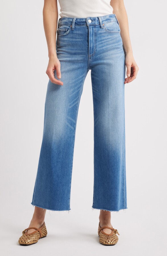 Anessa High Waist Raw Hem Wide Leg Jeans