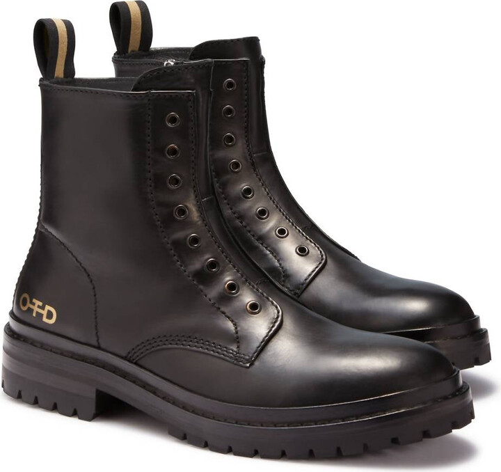ON THIS DAY Men's Laceless Leather Combat Boots In Black