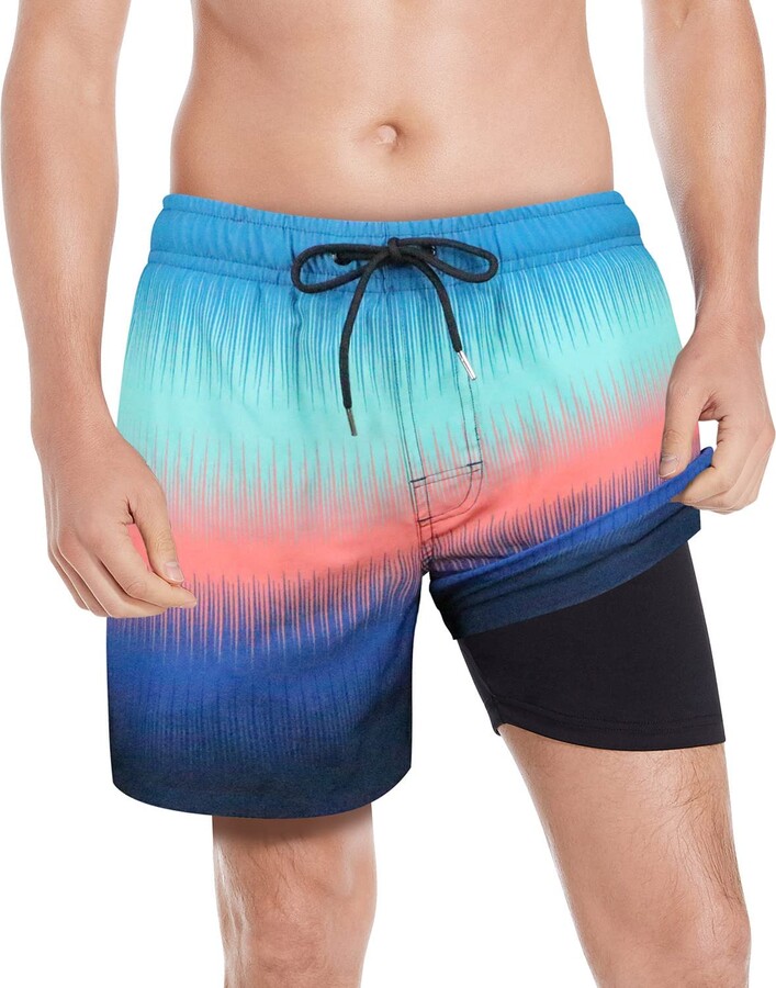 MILANKERR Men's Swim Trunks with Compression Liner Board Shorts Beach