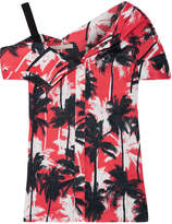 Thumbnail for your product : Jason Wu Asymmetric Printed Cotton-poplin Top - Coral