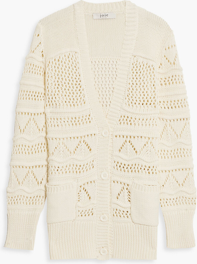 White Cotton Knit Cardigan Sweater | ShopStyle