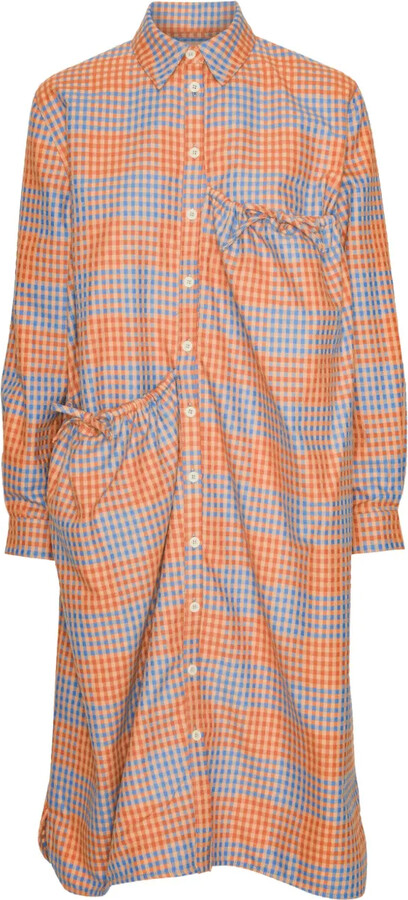 Henrik Vibskov Checked Gathered-Detail Dress