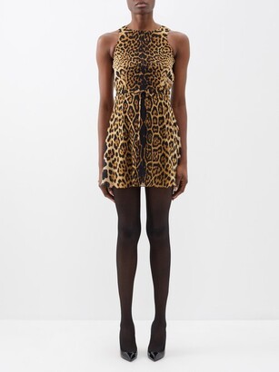 Saint Laurent Open-back Leopard-print Mini Dress