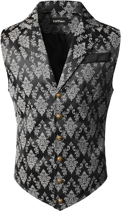 VATPAVE Mens Victorian Suit Vest Steampunk Gothic Waistcoat - ShopStyle