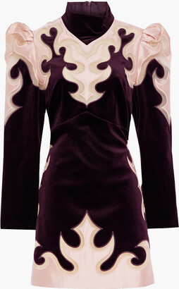 Zimmermann Ladybeetle Mystic embroidered silk-organza, wool-blend and cotton-blend velvet mini dress