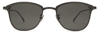 Bottega Veneta Intrecciato-engraved D-frame Titanium Sunglasses - Mens - Grey