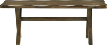 Ophelia & Co. 47 - Inch Knotty Nutmeg Dining Bench Crafted From Solid Rubberwood, Smooth Seat, Worn Edges, And Trestle Base For Rustic Rooms Contoured Timeless