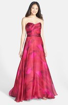 Thumbnail for your product : Mikael AGHAL Ruched Silk Organza Strapless Gown