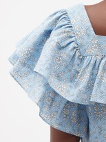 Thumbnail for your product : The Vampire's Wife The Cry Baby Floral-print Linen-blend Mini Dress - Light Blue