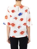 Thumbnail for your product : MSGM Lips-print silk blouse