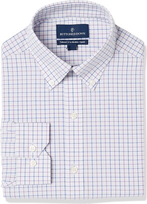 Buttoned Down Men's Tailored-Fit Supima Cotton Non-Iron Check Dress Shirt