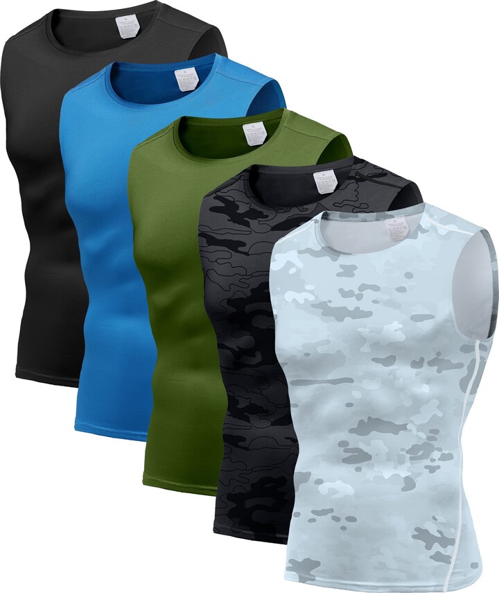 Holure Men's Pack Compression Tank Tops Athletic Muscle Tee Fitness  Bodybuilding Sleeveless T-Shirt Black/Camo Black/Camo White/Blue/Green L  ShopStyle
